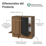 Bajo Mesada Esquinero 1 Puerta (Sin Mesada) Marrón/Negro Lux Madesa