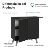 Bajo Mesada Esquinero 1 Puerta con Patas Negro Nice Madesa