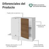 Bajo Mesada Esquinero 94 cm 1 Puerta (Sin Mesada) Blanco/Marrón Stella Madesa