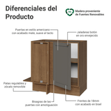 Bajo Mesada Esquinero 94 cm 1 Puerta (Sin Mesada) Marrón/Gris Vik Madesa