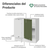 Bajo Mesada Esquinero 94 cm 1 Puerta (Sin Mesada) Blanco/Verde Vik Madesa