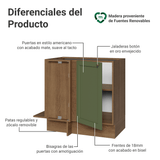 Bajo Mesada Esquinero 94 cm 1 Puerta (Sin Mesada) Marrón/Verde Vik Madesa