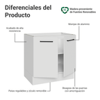 Bajo Mesada 80 cm 2 Puertas Sin Mesada Blanco Agata Madesa