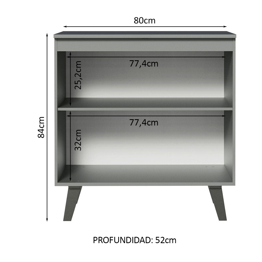 Bajo Mesada 80 cm 2 Puertas con Patas Gris Nice Madesa