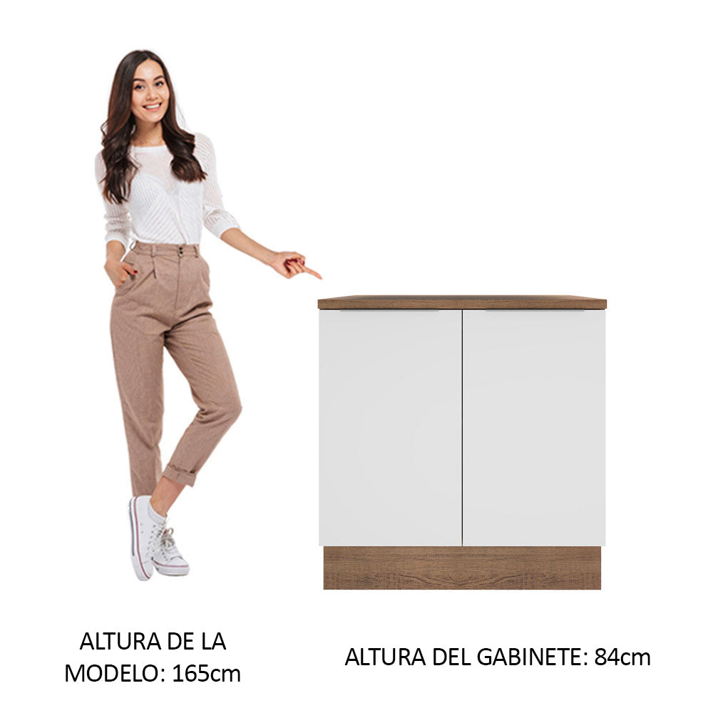 Bajo Mesada 80 cm Sin cajones 2 Puertas Stella Marrón/Blanco