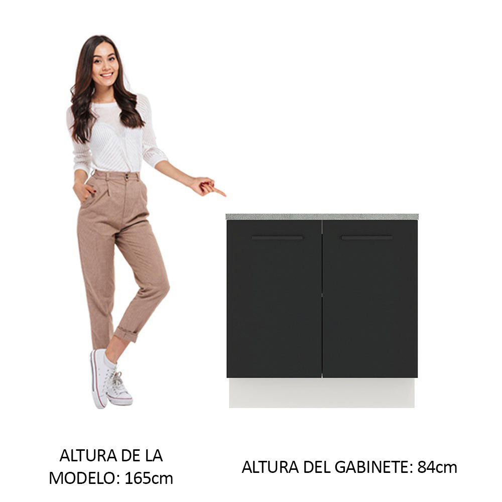 Bajo Mesada 80 cm Sin cajones 2 Puertas Agata Blanco/Negro