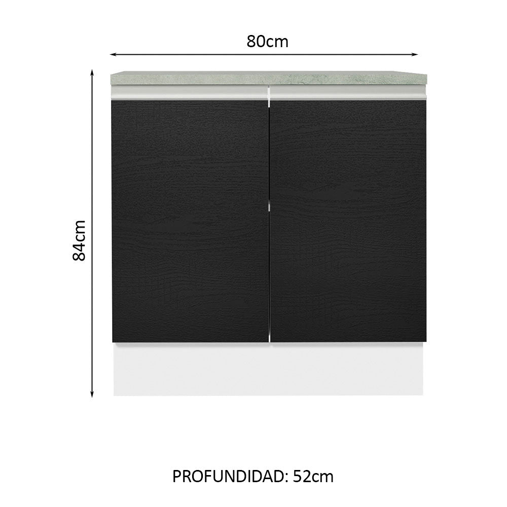 Bajo Mesada 80 cm 2 Puertas Blanco/Negro Glamy Madesa