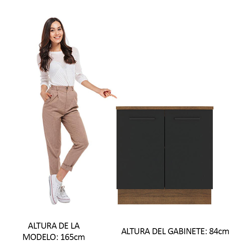 Bajo Mesada 80 cm Sin cajones 2 Puertas Agata Marrón/Negro