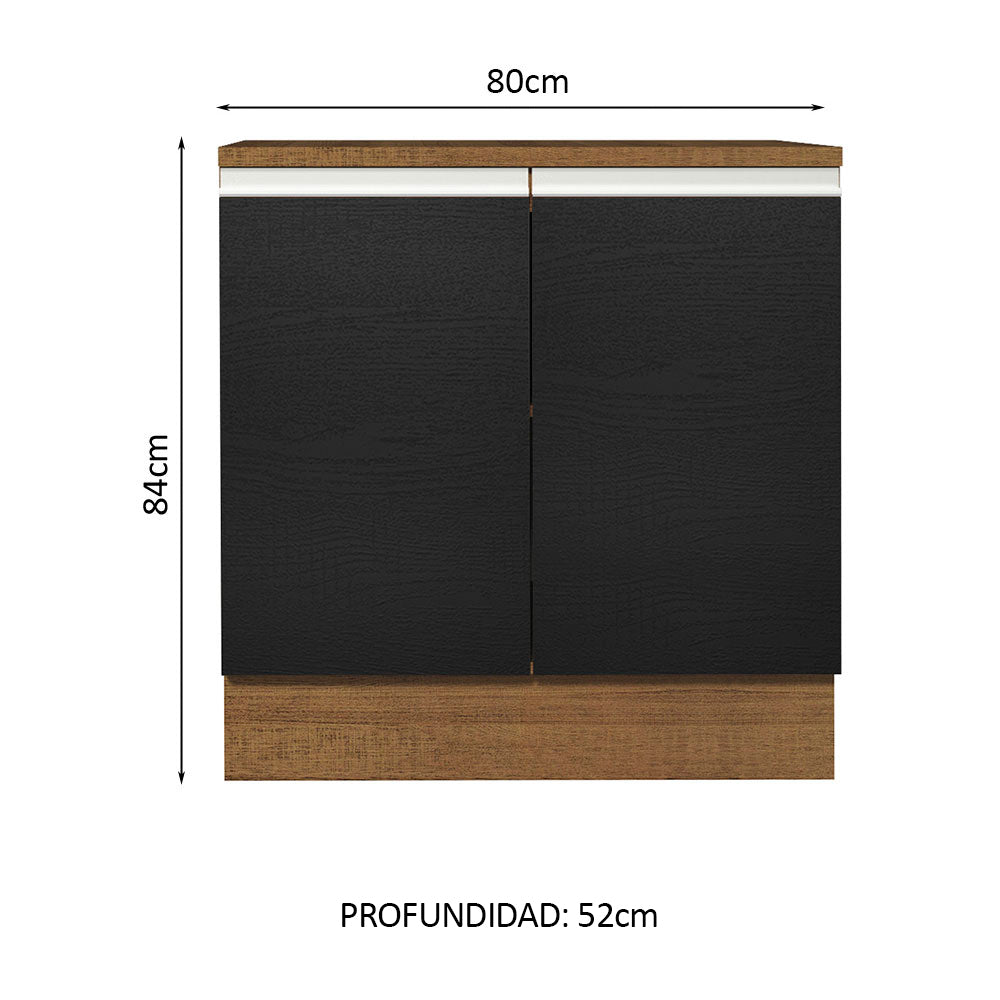 Bajo Mesada Cocina Madesa Glamy 80cm Con Tapa Marrón/Negro