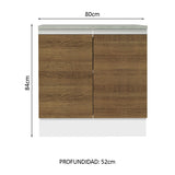 Bajo Mesada 80 cm 2 Puertas Glamy Blanco/Marrón