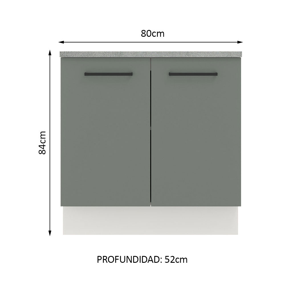 Bajo Mesada 80 cm Sin cajones 2 Puertas Agata Blanco/Gris