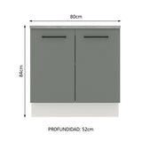 Bajo Mesada 80 cm Sin cajones 2 Puertas Agata Blanco/Gris