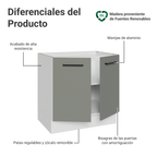 Bajo Mesada 80 cm 2 Puertas Sin Mesada Blanco/Gris Agata Madesa