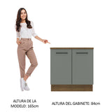 Bajo Mesada 80 cm Sin cajones 2 Puertas Agata Marrón/Gris