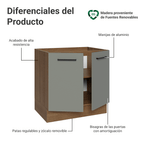 Bajo Mesada 80 cm 2 Puertas Sin Mesada Marrón/Gris Agata Madesa