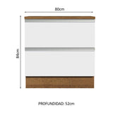 Bajo Mesada 80 cm 2 Cajones Marrón/Blanco Glamy Madesa