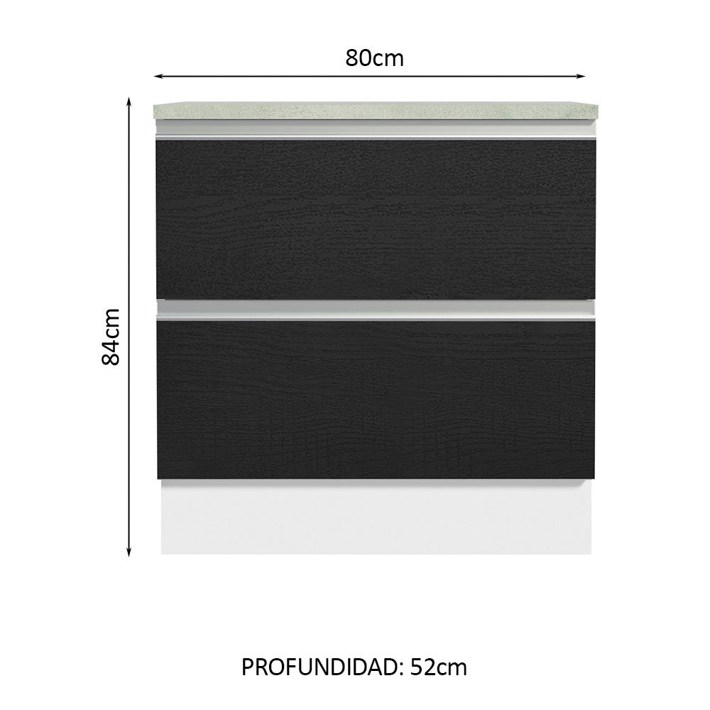 Bajo Mesada Cocina Madesa Glamy 80cm Blanco/Negro