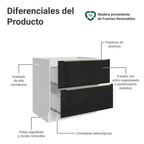 Bajo Mesada 80 cm 2 Cajones (Sin Mesada) Blanco/Negro Lux Madesa