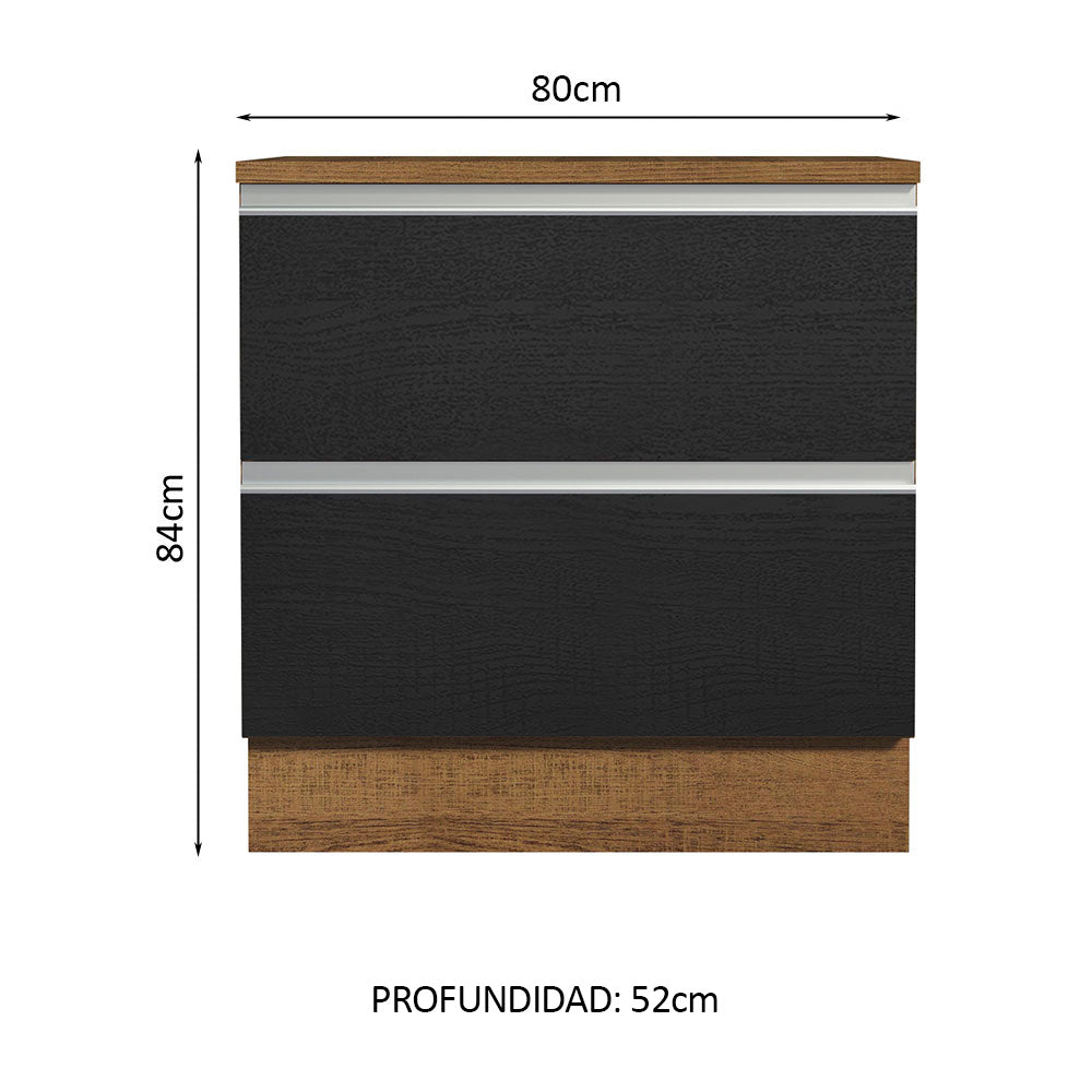Bajo Mesada Cocina Madesa Glamy 80cm Con Tapa Marrón/Negro 01
