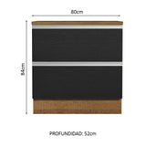 Bajo Mesada Cocina Madesa Glamy 80cm Con Tapa Marrón/Negro 01