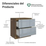 Bajo Mesada de Cocina 80 cm 2 Cajones (Con Mesada) Marrón/Gris Lux Madesa