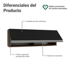 Alacena 100 cm 1 Puerta Rebatible Marrón/Negro Glamy Madesa