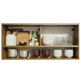 Alacena 2 Puertas Correderas de Vidrio Reflectivo y Nicho Emilly Marrón