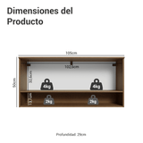 Alacena 105 cm 1 Puerta Rebatible Marrón/Negro Lille Madesa