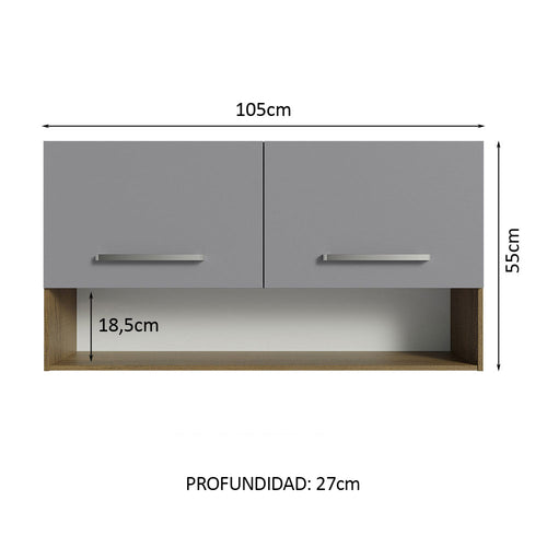 Alacena 105 cm 2 Puertas Marrón/Gris Emilly Madesa