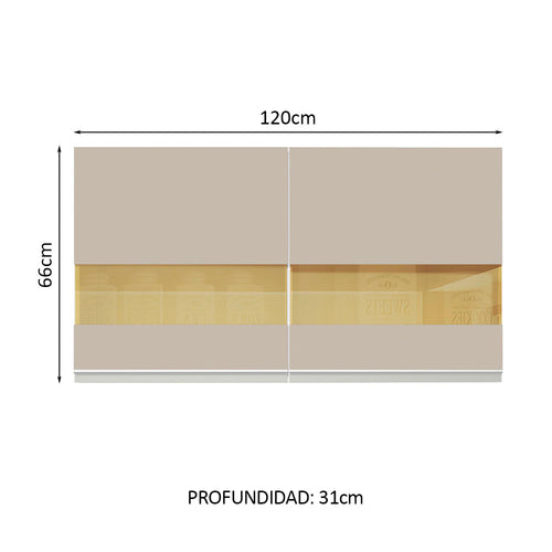 Alacena 120 cm 2 Puertas Blanco/Crema Glamy Madesa