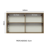 Alacena Madesa Glamy 120 cm 2 Puertas Con Vidrio Marrón