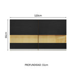 Alacena 120 cm 2 Puertas con detalle en vidrio Marrón/Negro Glamy Madesa