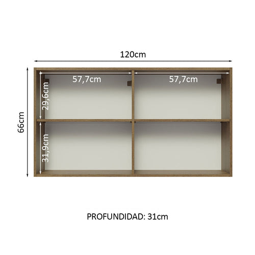 Alacena 120 cm 2 Puertas Marrón Glamy Madesa