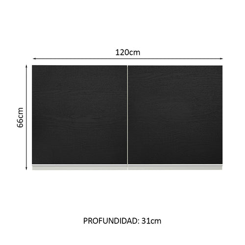 Alacena 120 cm 2 Puertas Blanco/Negro Glamy Madesa