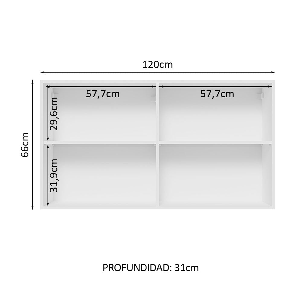 Alacena 120 cm 2 Puertas Lux Blanco/Negro
