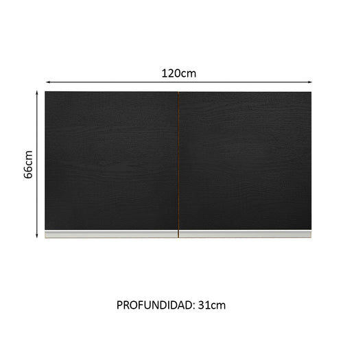 Alacena 120 cm 2 Puertas Marrón/Negro Glamy Madesa