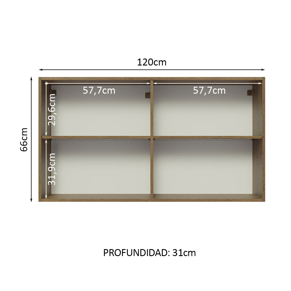 Alacena 120 cm 2 Puertas Lux Marrón/Gris