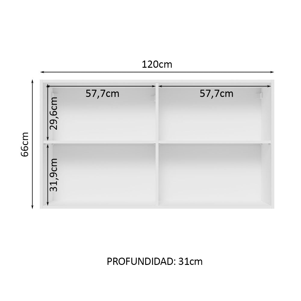 Alacena 120 cm 2 Puertas Lux Blanco/Gris