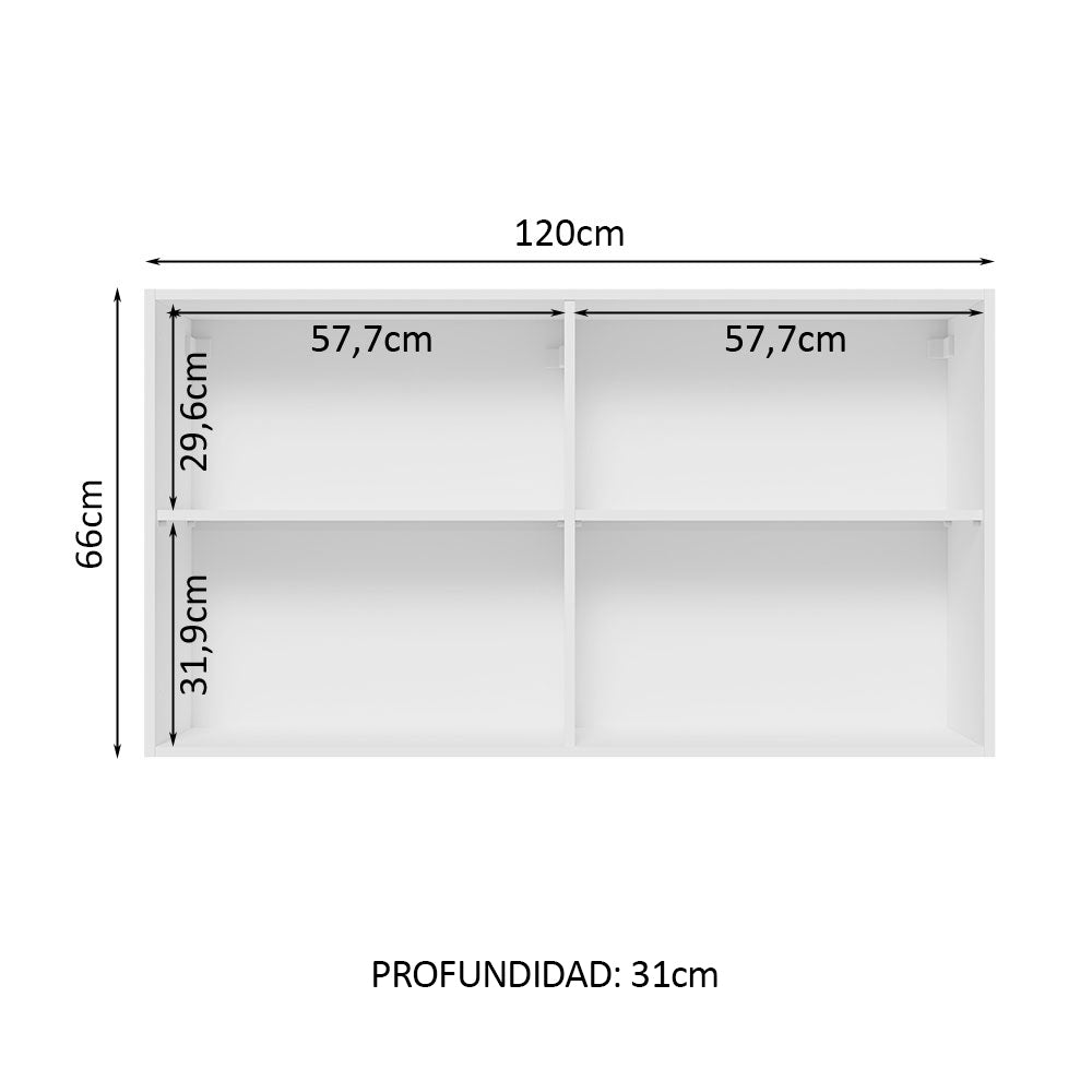Alacena 120 cm 2 Puertas Lux Blanco/Blanco