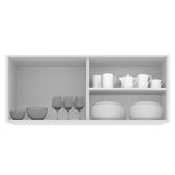 Alacena Cocina 100% MDF 2 Puertas Correderas de Vidrio Reflectivo Blanco Acordes Madesa