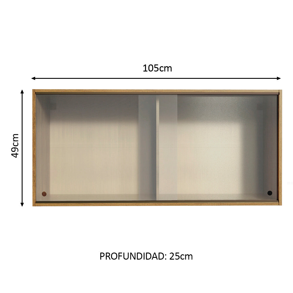 Alacena 2 Puertas Correderas de Vidrio Emilly Marrón