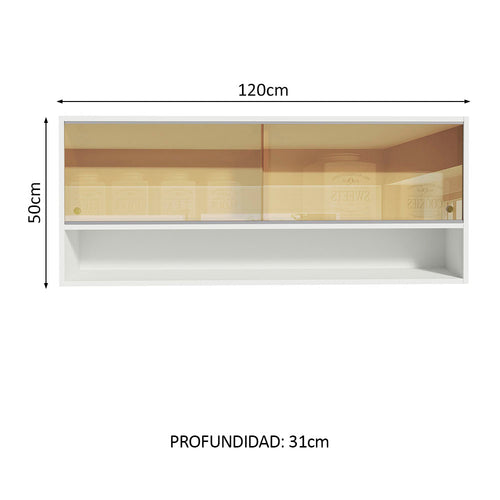 Alacena 120 cm 2 Puertas Corredizas de Vidrio Reflectivo color Blanco Línea Estándar Madesa