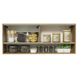 Alacena para Cocina 120 cm 2 Puertas Corredizas de Vidrio Punteado 1 Nicho Marrón para Cocinas Glamy, Lux e Reims Madesa