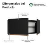 Alacena 120 cm 2 Puertas de con Negro Pieta Madesa
