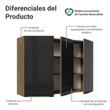 Alacena Cocina 120 cm 3 Puertas Marrón/Gris Lux Madesa