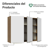 Alacena Cocina 120 cm 3 Puertas Marrón/Blanco Aterciopelado Lux Madesa