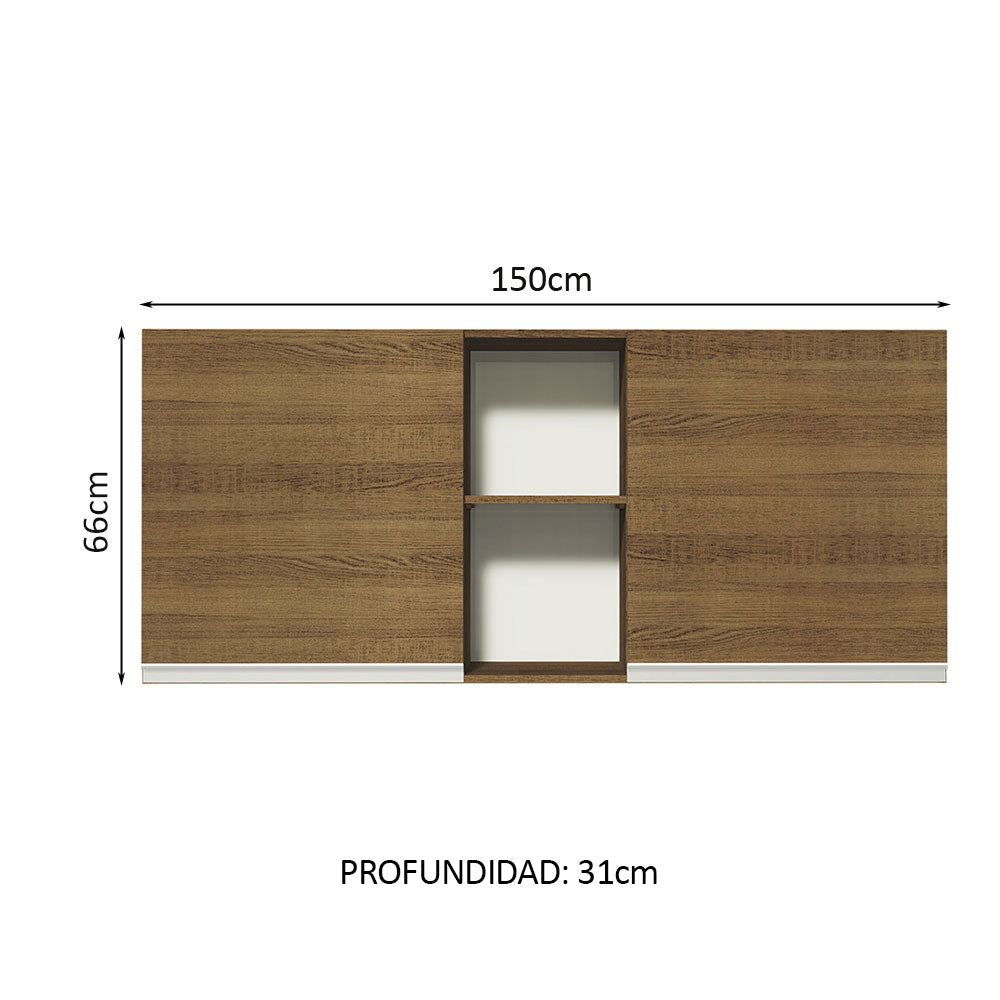 Alacena 150 cm 2 Puertas y 2 Nichos Glamy Marrón