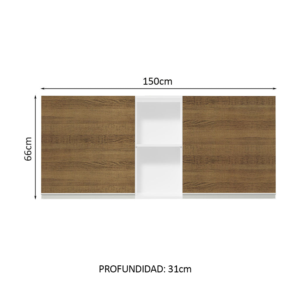 Alacena 150 cm 2 Puertas y 2 Nichos Glamy Blanco/Marrón