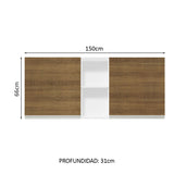 Alacena 150 cm 2 Puertas y 2 Nichos Glamy Blanco/Marrón