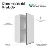 Alacena Cocina 40 cm 1 Puerta Blanco/Blanco Aterciopelado Lux Madesa